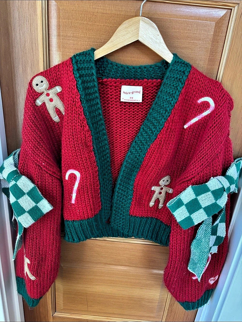 mure+grand Festive Checkered Sweater Size S/M Like New